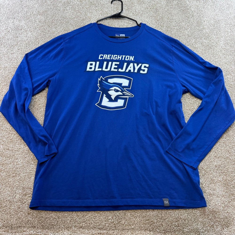 New Era Creighton‎ Bluejays Mens XL Long Sleeve T-Shirt Blue Basketball Nebraska